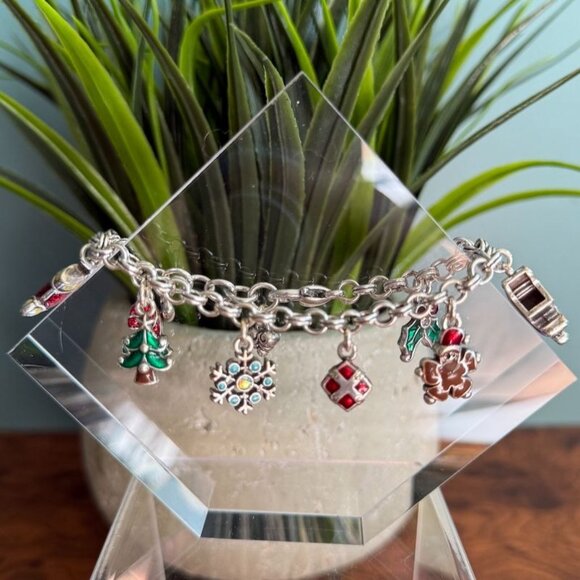 Brighton Christmas Charm Bracelet Silver Tone w Enamel - Picture 9 of 10